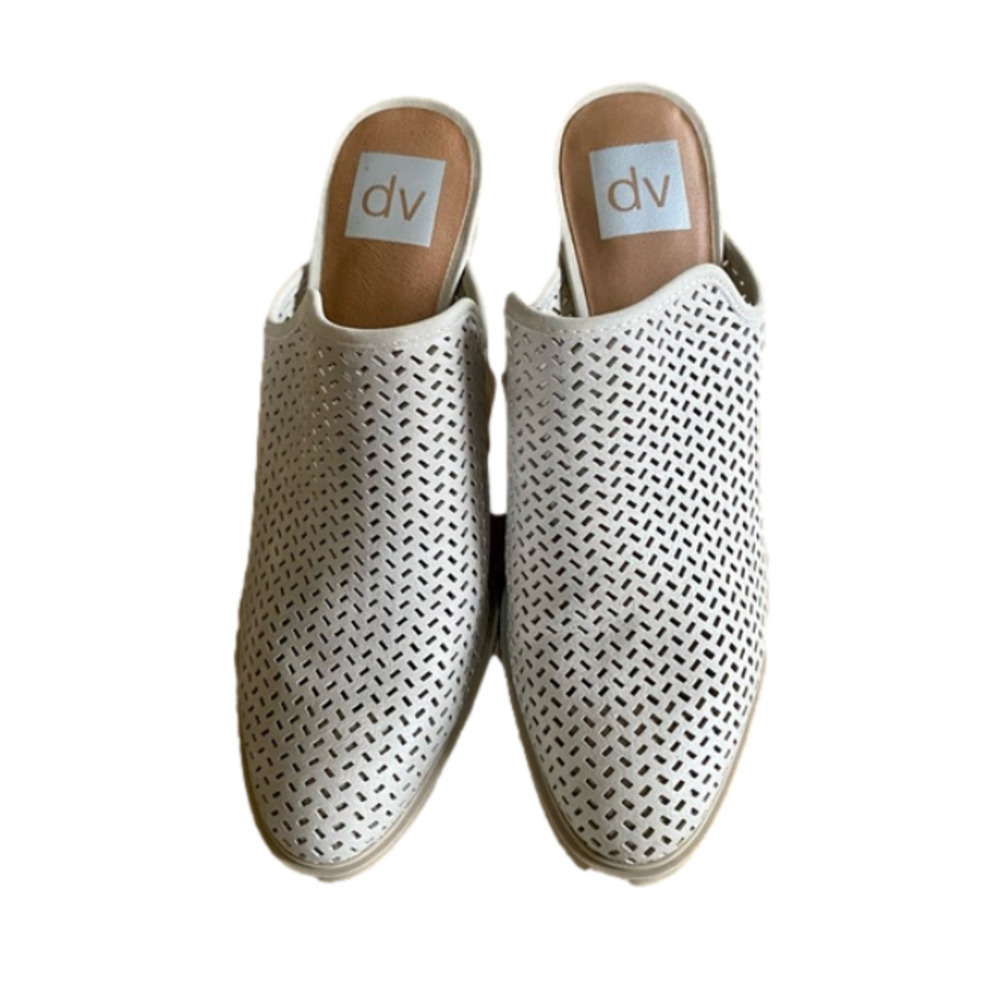 DV DOLCE VITA Kenli Laser Cut Mule Booties Block Heel Taupe Women Size 8.5